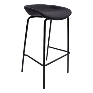 LeisureMod Servos Barstool with Faux Leather Seat and Iron Frame Black