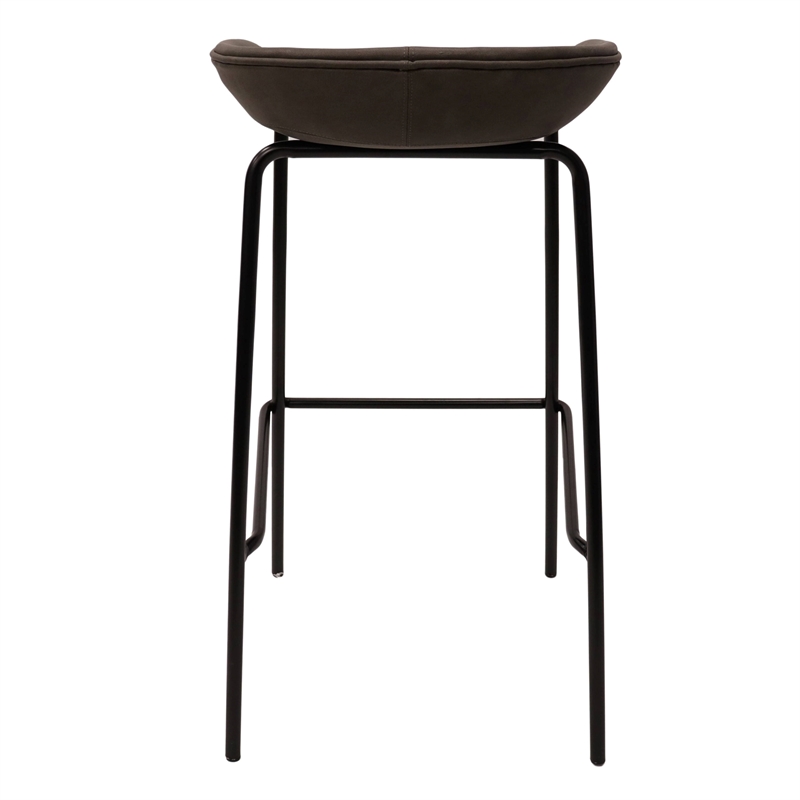 LeisureMod Servos Barstool with Faux Leather Seat and Iron Frame Elephant Gray