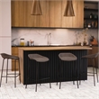 LeisureMod Servos Barstool with Faux Leather Seat and Iron Frame Elephant Gray