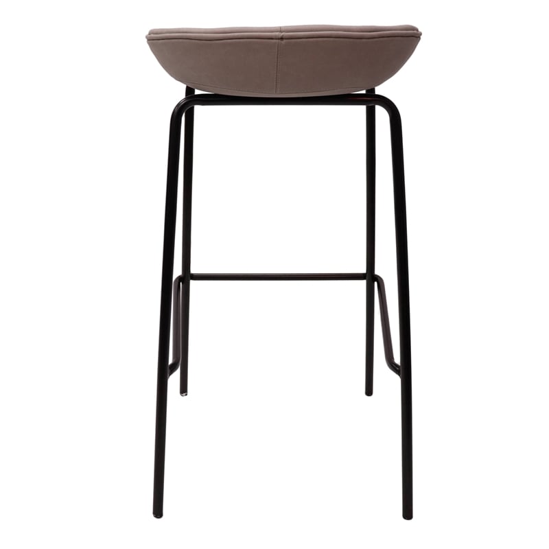 LeisureMod Servos Barstool with Faux Leather Seat and Iron Frame Light Gray