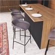 LeisureMod Servos Barstool with Faux Leather Seat and Iron Frame Light Gray