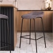 LeisureMod Servos Barstool with Faux Leather Seat and Iron Frame Light Gray