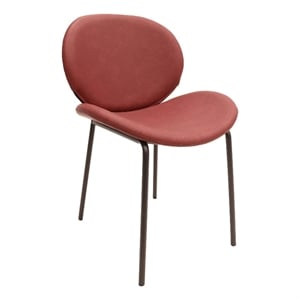 LeisureMod Servos Side Chair with Upholstered Faux Leather Seat Bordeaux