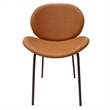 LeisureMod Servos Side Chair with Upholstered Faux Leather Seat Dark Brown