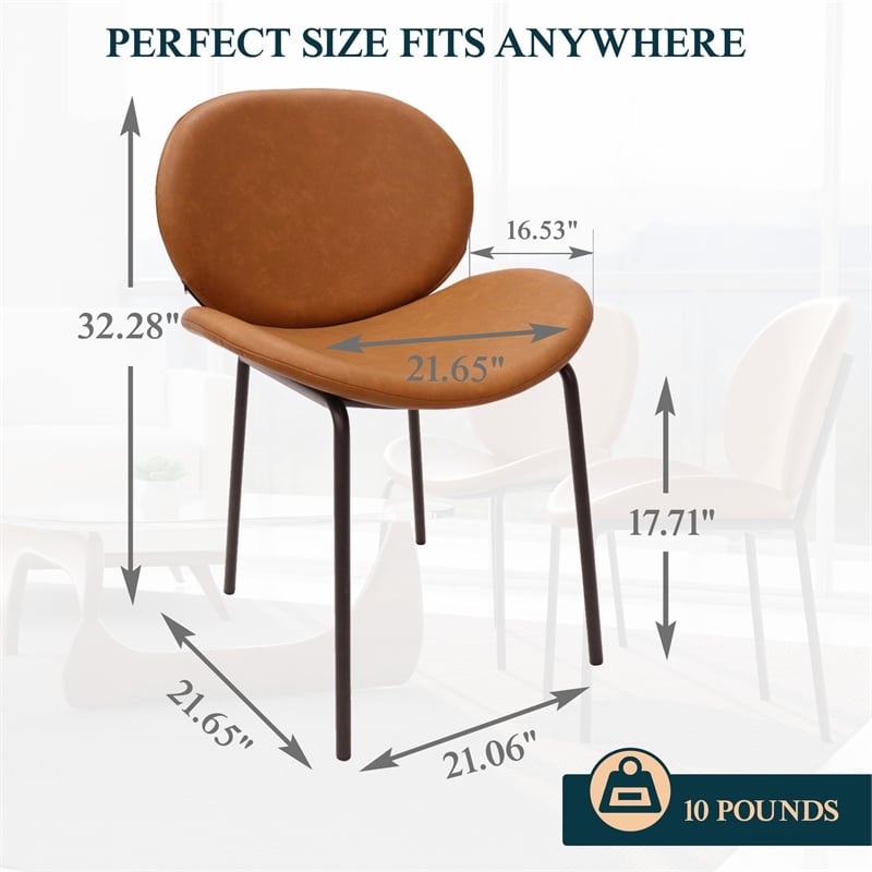 LeisureMod Servos Side Chair with Upholstered Faux Leather Seat Dark Brown