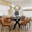 LeisureMod Servos Side Chair with Upholstered Faux Leather Seat Dark Brown