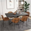 LeisureMod Servos Side Chair with Upholstered Faux Leather Seat Dark Brown