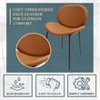 LeisureMod Servos Side Chair with Upholstered Faux Leather Seat Dark Brown