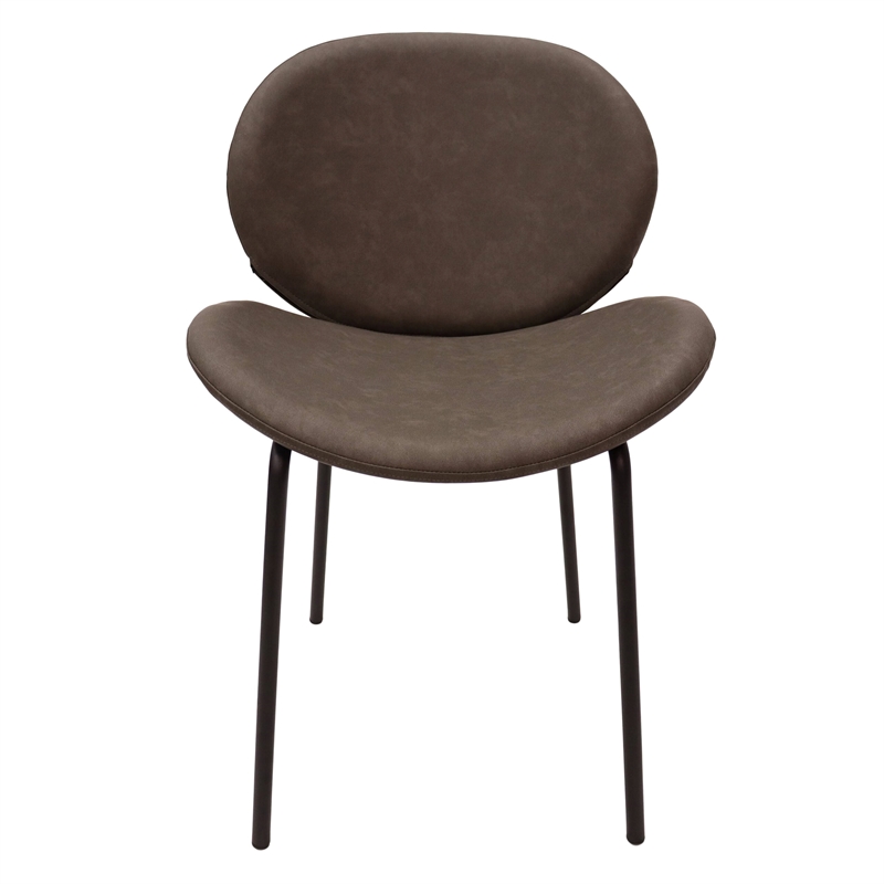 LeisureMod Servos Side Chair with Upholstered Faux Leather Seat Elephant Gray