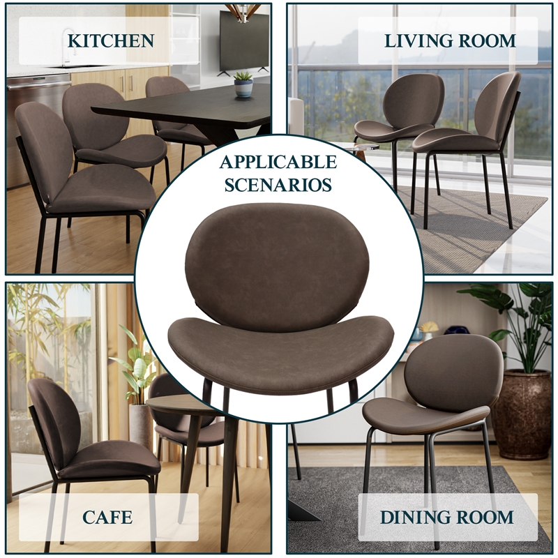 LeisureMod Servos Side Chair with Upholstered Faux Leather Seat Elephant Gray