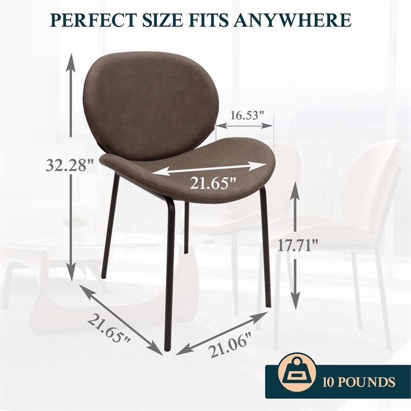 LeisureMod Servos Side Chair with Upholstered Faux Leather Seat Elephant Gray