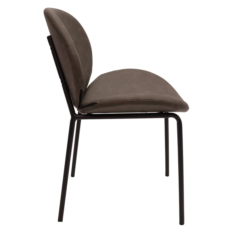 LeisureMod Servos Side Chair with Upholstered Faux Leather Seat Elephant Gray