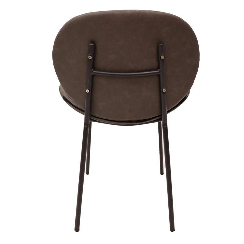 LeisureMod Servos Side Chair with Upholstered Faux Leather Seat Elephant Gray