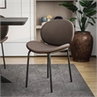 LeisureMod Servos Side Chair with Upholstered Faux Leather Seat Elephant Gray