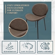 LeisureMod Servos Side Chair with Upholstered Faux Leather Seat Elephant Gray