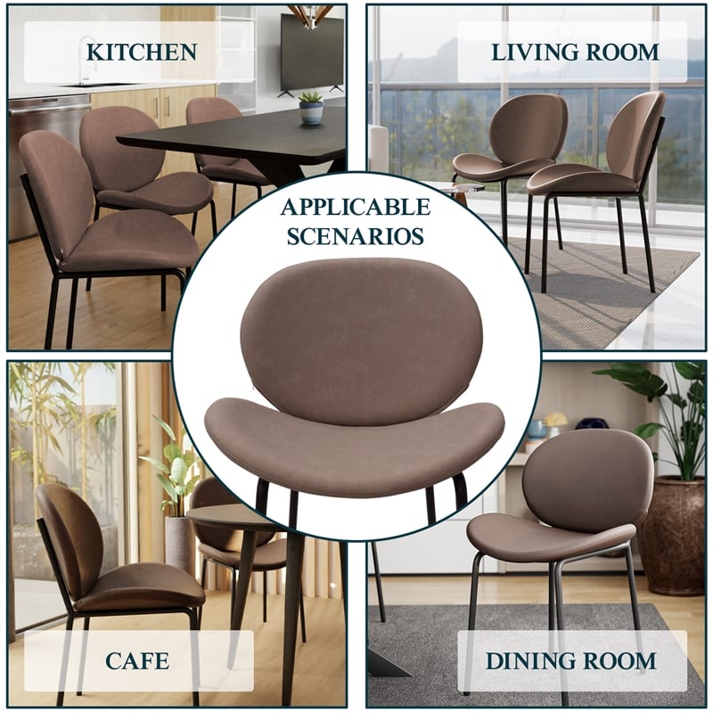 LeisureMod Servos Side Chair with Upholstered Faux Leather Seat Light Gray
