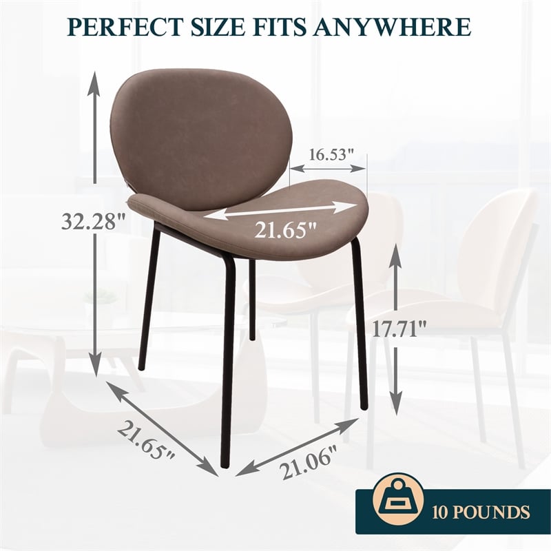 LeisureMod Servos Side Chair with Upholstered Faux Leather Seat Light Gray