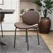 LeisureMod Servos Side Chair with Upholstered Faux Leather Seat Light Gray