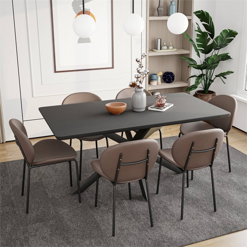 LeisureMod Servos Side Chair with Upholstered Faux Leather Seat Light Gray