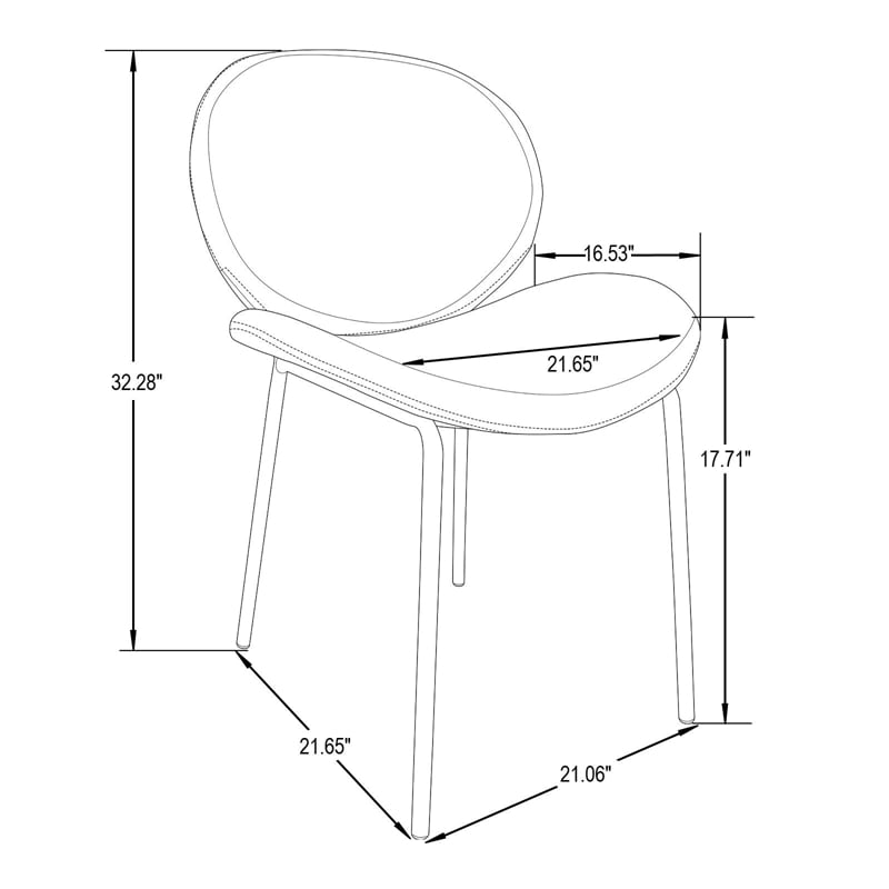 LeisureMod Servos Side Chair with Upholstered Faux Leather Seat Light Gray