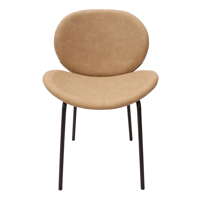 LeisureMod Servos Side Chair with Upholstered Faux Leather Seat Sand Brown