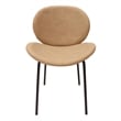LeisureMod Servos Side Chair with Upholstered Faux Leather Seat Sand Brown