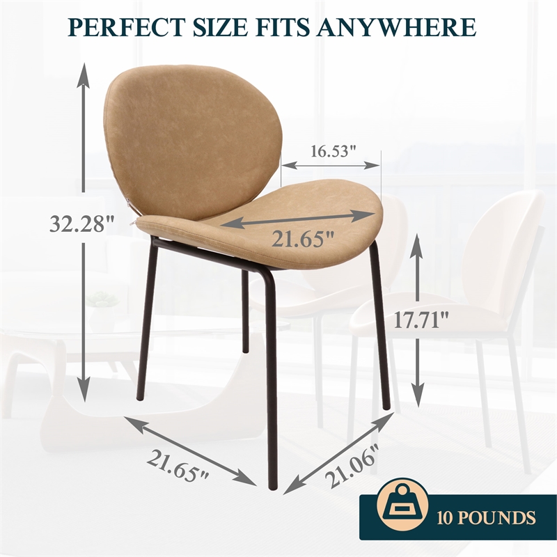 LeisureMod Servos Side Chair with Upholstered Faux Leather Seat Sand Brown