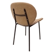LeisureMod Servos Side Chair with Upholstered Faux Leather Seat Sand Brown