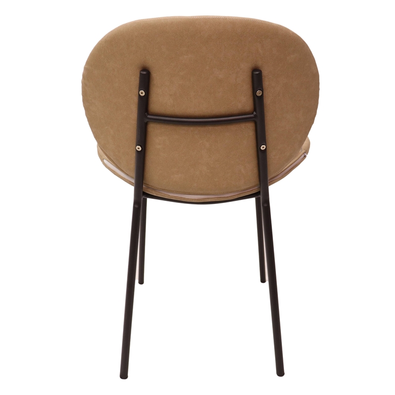 LeisureMod Servos Side Chair with Upholstered Faux Leather Seat Sand Brown