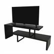 LeisureMod Orford TV Stand with Wood Shelves and Iron Legs Ebony
