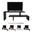 LeisureMod Orford TV Stand with Wood Shelves and Iron Legs Ebony