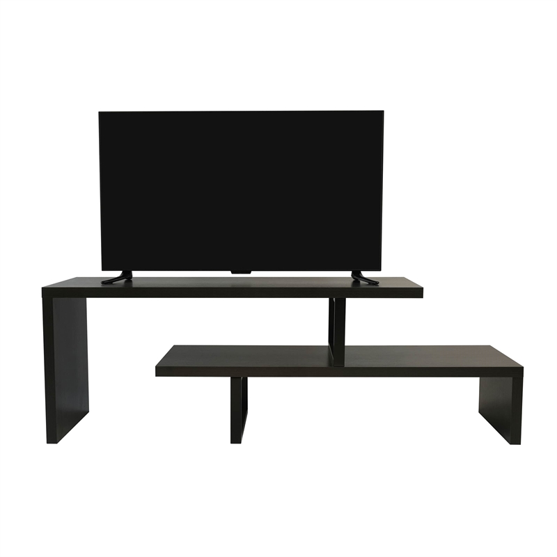 LeisureMod Orford TV Stand with Wood Shelves and Iron Legs Phantom Gray