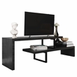 LeisureMod Orford TV Stand with Wood Shelves and Iron Legs Phantom Gray