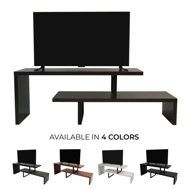 LeisureMod Orford TV Stand with Wood Shelves and Iron Legs Phantom Gray