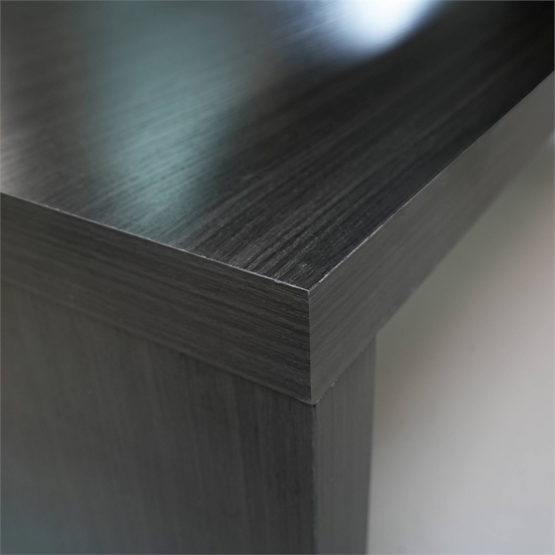 LeisureMod Orford TV Stand with Wood Shelves and Iron Legs Phantom Gray