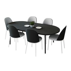 leisuremod tule 7-piece dining set in white steel frame