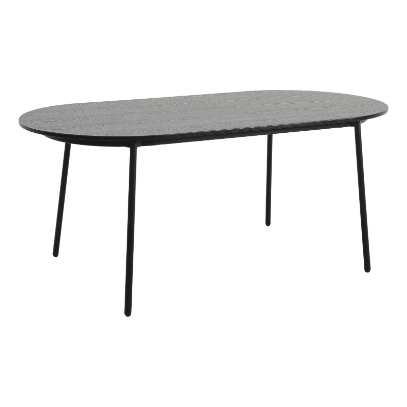 LeisureMod Tule 7-Piece Dining Set in White Steel Frame Black White