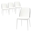 LeisureMod Tule 7-Piece Dining Set in White Steel Frame Black White