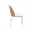 LeisureMod Tule 7-Piece Dining Set in White Steel Frame Natural Wood Beige