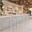LeisureMod Oyster Plastic Barstool with Steel Frame in Chrome Finish Clear