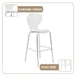LeisureMod Oyster Plastic Barstool with Steel Frame in Chrome Finish Clear