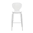 LeisureMod Oyster Plastic Barstool with Steel Frame in Chrome Finish Clear