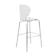 LeisureMod Oyster Plastic Barstool with Steel Frame in Chrome Finish Clear