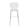 LeisureMod Oyster Plastic Barstool with Steel Frame in Chrome Finish Clear