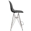 LeisureMod Cresco Plastic Barstool with Chrome Base Transparent Black