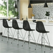 LeisureMod Cresco Plastic Barstool with Chrome Base Transparent Black