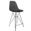 LeisureMod Cresco Plastic Barstool with Chrome Base Transparent Black
