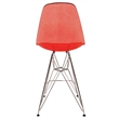 LeisureMod Cresco Plastic Barstool with Chrome Base Transparent Red
