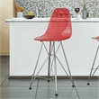 LeisureMod Cresco Plastic Barstool with Chrome Base Transparent Red