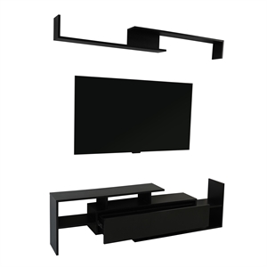 LeisureMod Surrey Mid-Century Wood TV Stand for TVs up to 60&quot in Ebony
